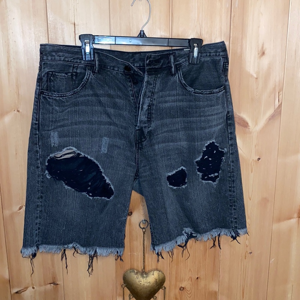 All Saints Carson extremely distressed shorts